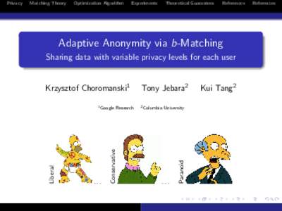 Matching Theory  Optimization Algorithm Experiments