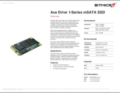 PRODUCT DATASHEET  Ace Drive I-Series mSATA SSD ™  Think hard.