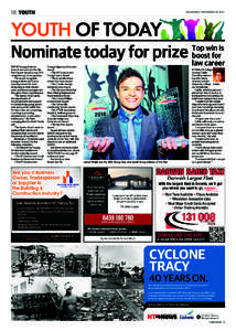 18 YOUTH  WEDNESDAY NOVEMBERNominate today for prize THE NT Young Achiever