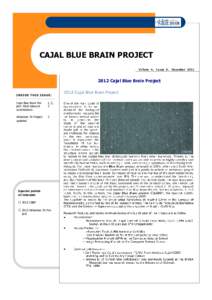 CAJAL BLUE BRAIN PROJECT Volume 4, issue 8. DecemberCajal Blue Brain Project INSIDE THIS ISSUE: Cajal Blue Brain Project: Most relevant
