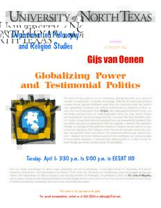 Department of Philosophy and Religion Studies presents  A Lecture by
