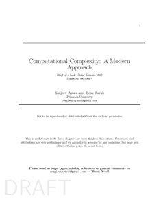 i  Computational Complexity: A Modern
