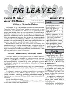 FIG Leaves January 2012 Volume 21 Issue 1 January FIG Meeting:
