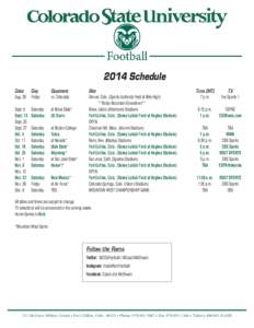 2014 Schedule Date Aug. 29 Day Friday