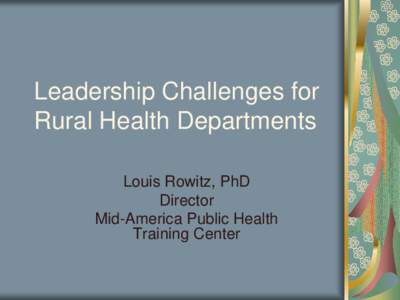 Leadership Challenges for Rural Health Departments