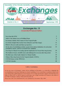 Newsletter of the Climate Variability and Predictability Programme (CLIVAR)  Exchanges Volume 4, No. 3  September 1999