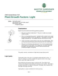 CMG GardenNotes #142  Plant Growth Factors: Light Outline:  Light quality, page 1