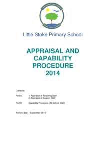 Little Stoke Primary School  APPRAISAL AND CAPABILITY PROCEDURE 2014
