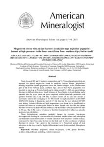 American Mineralogist, Volume 100, pages 83–94, 2015  Megacrystic zircon with planar fractures in miaskite-type nepheline pegmatites formed at high pressures in the lower crust (Ivrea Zone, southern Alps, Switzerland) 