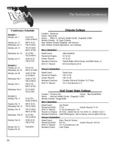 The Panhandle Conference  Chipola College Conference Schedule ROUND 1