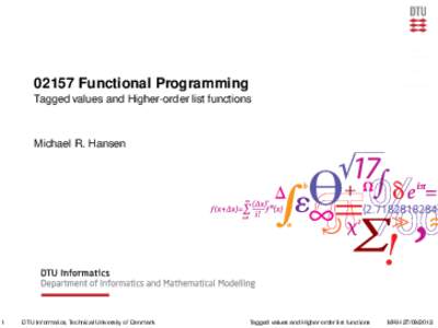 Data types / Type theory / Functions and mappings / Curves / Enumerated type / Technical University of Denmark / Function / Triangle / Constructor / Circle / C++ classes / Standard ML