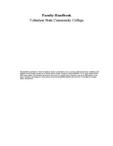 Faculty Handbook  Volunteer State Community College This handbook is provided as a 