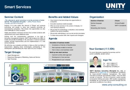 Smart Services Seminar Content Benefits and Added-Values  „The only way to assert ourselves is via the provision of better