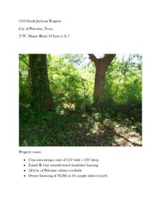 1210 South Jackson Property City of Palestine, Texas T.W. Moore Block 18 Lots 5, 6, 7 Property assets: 