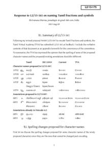 L2Response to L2on naming Tamil fractions and symbols Shriramana Sharma, jamadagni-at-gmail-dot-com, India 2013-Aug-09