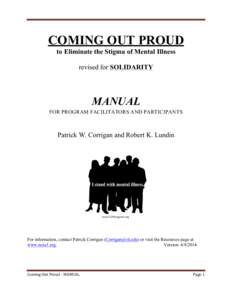    COMING OUT PROUD to Eliminate the Stigma of Mental Illness revised for SOLIDARITY