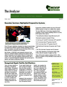 The Analyzer WISCONSIN VEHICLE INSPECTION PROGRAM Spring 2014 Volume 1, Issue 3