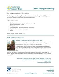 WSHFC | Sustainable Energy Trust Fact Sheet