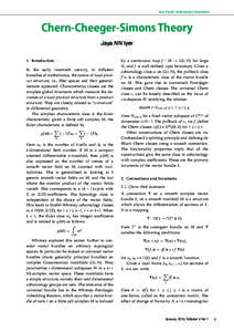 Asia Pacific Mathematics Newsletter 1 Chern–Cheeger–Simons Theory Chern-Cheeger-Simons Theory