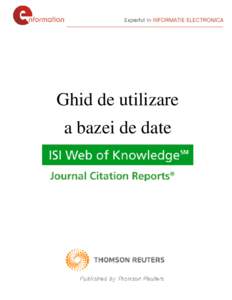 Ghid de utilizare a bazei de date Tutorial Journal Citation Reports Web of Knowledge