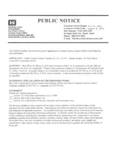 PUBLIC NOTICE US Anny Corps of Engineers R New England District Vermont Project Office