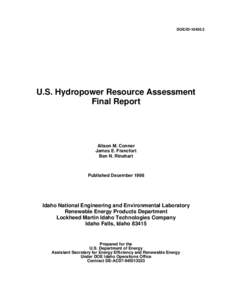 DOE/IDU.S. Hydropower Resource Assessment Final Report  Alison M. Conner