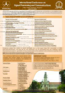 International Conference on Signal Processing and Communications Indian Institute of Science, Bangalore SPCOM 2012