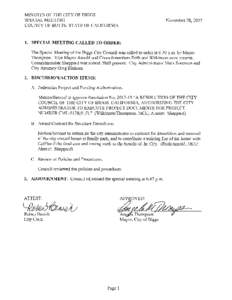 MINUTES OF THE CITY OF BIGGS SPECIAL MEETING COUNTY OF BUTTE, STATE OF CALIFORNIA November 28, 2017