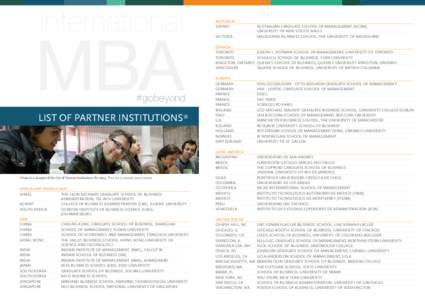 #gobeyond LIST OF PARTNER INSTITUTIONS* *Here is a sample of the list of Partner Institutions for[removed]This list is revised every intake.  AFRICA AND MIDDLE EAST