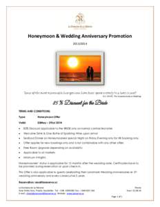 Honeymoon & Wedding Anniversary Promotion[removed]K.C. DAVID, The Complete Guide to Weddings  85 % Discount for the Bride