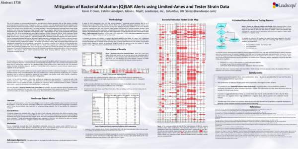 AbstractMitigation of Bacterial Mutation (Q)SAR Alerts using Limited-Ames and Tester Strain Data Kevin P. Cross, Catrin Hasselgren, Glenn J. Myatt, Leadscope, Inc., Columbus, OH () Abstract