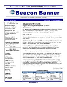 BEACON CLUB #2421  OF TOASTMASTERS INTERNATIONAL