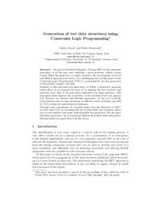 Generation of test data structures using Constraint Logic Programming? Valerio Senni1 and Fabio Fioravanti2 1  2