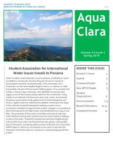 UNIVERSITY OF NEVADA, RENO GRADUATE PROGRAM OF HYDROLOGIC SCIENCES Issue 2  Aqua
