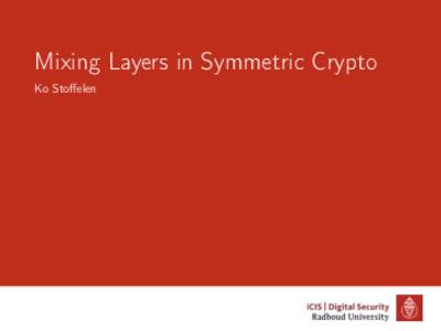 Mixing Layers in Symmetric Crypto Ko Stoffelen Part I Shorter Linear Straight-Line Programs for MDS Matrices