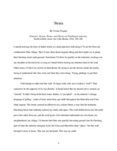 Strata By Vivian Wagner Fracture: Essays, Poems, and Stories on Fracking in America. North Liberty, Iowa: Ice Cube Books, I started noticing the lines of tanker trucks at a deep injection well along I-70, 