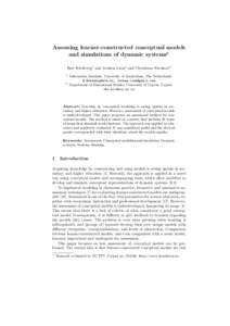 Assessing learner-constructed conceptual models and simulations of dynamic systems? Bert Bredeweg1 and Jochem Liem1 and Christiana Nicolaou2 1  2