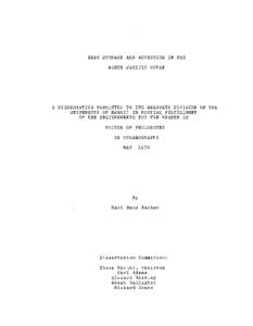 HEAT STORAGE AND ADVECTION IN THE NORTH PACIFIC OCEAN A DISSERTATION SUBMITTED TO THE GRADUATE DIVISION OF THE UNIVERSITY OF HAWAII IN PARTIAL FULFILLMENT OF THE REQUIREMENTS FOR THE DEGREE OF