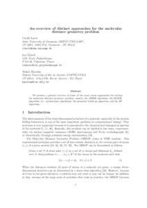An overview of distinct approaches for the molecular distance geometry problem Carlile Lavor State University of Campinas (IMECC-UNICAMP) CP 6065, , Campinas - SP, Brazil 