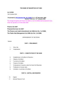 THE BANK OF MAURITIUS ACT 2004