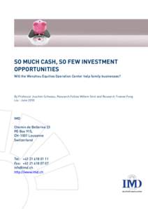 Microsoft Word - TC052-10-SO MUCH CASH, SO FEW INVESTMENT OPPORTUNITIES.doc