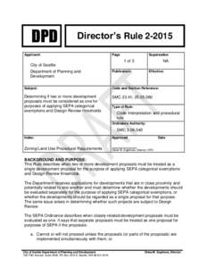 DPD  Director’s RuleApplicant: