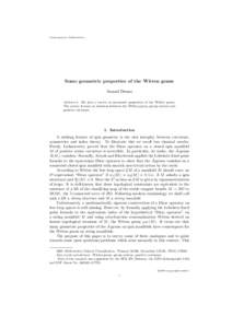 Contemporary Mathematics  Some geometric properties of the Witten genus Anand Dessai Abstract. We give a survey on geometric properties of the Witten genus. The survey focuses on relations between the Witten genus, group