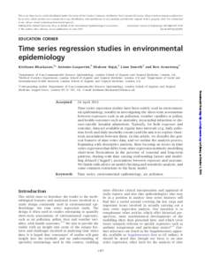 Regression analysis / Design of experiments / Econometrics / Analysis of variance / Statistical models / Ozone / Seasonality / Dependent and independent variables / Air pollution / Epidemiology / Statistics / Poisson regression