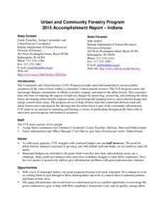 Urban and Community Forestry Program 2015 Accomplishment Report Indiana