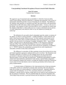 Essays in Education  Volume 21, Summer 2007 Conceptualizing Constituent Perceptions of Success towards Public Education Sean M. Lennon