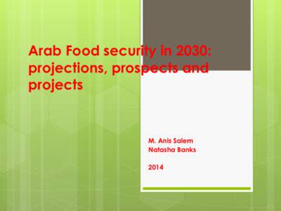 Arab Food security in 2030: projections, prospects and projects M. Anis Salem Natasha Banks