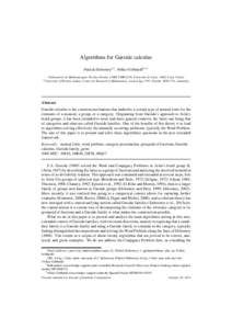 Algorithms for Garside calculus Patrick Dehornoya,1, Volker Gebhardtb,1,2 a Laboratoire b University  de Math´ematiques Nicolas Oresme, CNRS UMR 6139, Universit´e de Caen, 14032 Caen, France