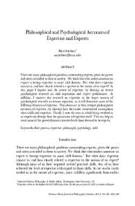 Philosophical and Psychological Accounts of Expertise and Experts