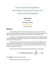 e‐Nut or Shape of Spinning Electron:   how to extract  Fine Structure Constant  from   Proton‐to‐Electron Mass Ratio 